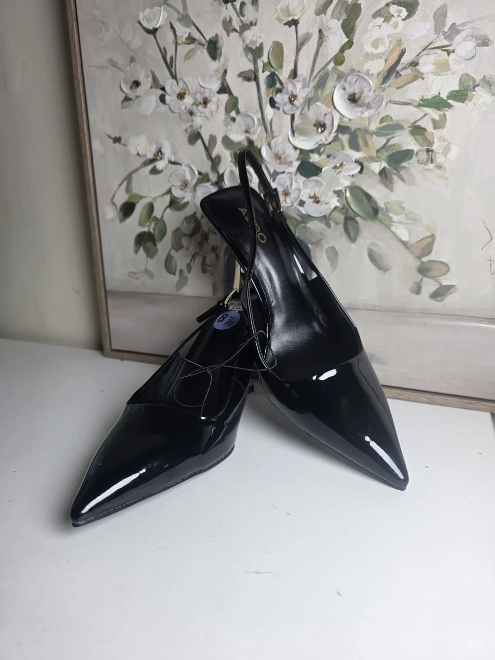 ALDO Black Patent Pointed-Toe Slingback Pumps